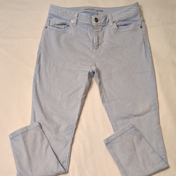 Michael Kors Light Baby Blue Jeans Izzy Cropped Skinny Jeans EUC Size 4 - Picture 1 of 7